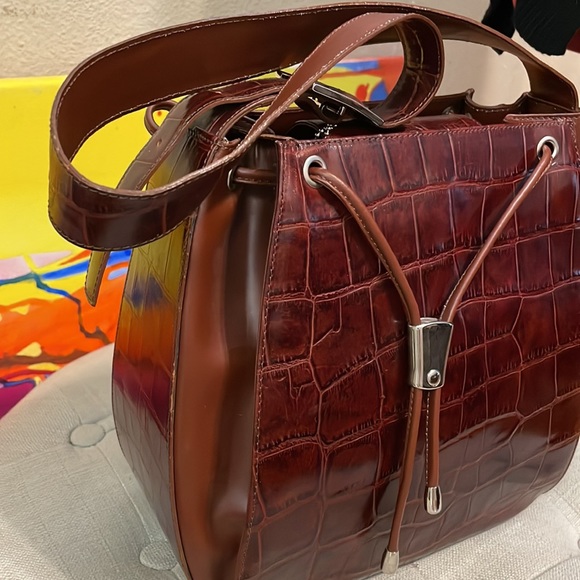 Vintage Marco Rossini Brown Bucket Bag Italian Leather - Picture 2 of 12